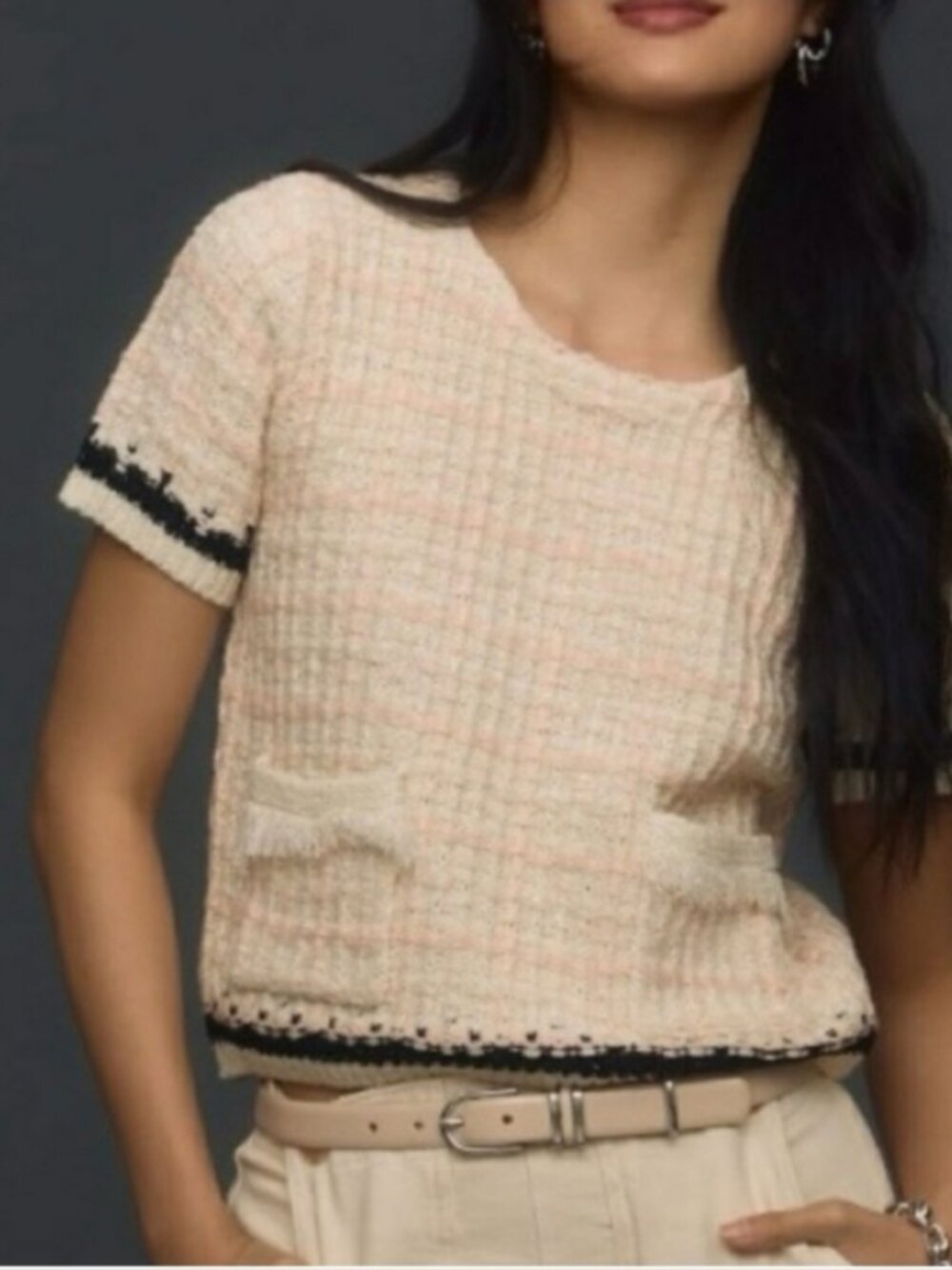 Anthropologie Tweed Sweater Tee size S